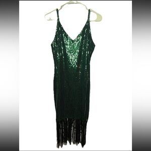 Tiscancy Woman’s Flapper Dress Sequins Green Costume Size Large